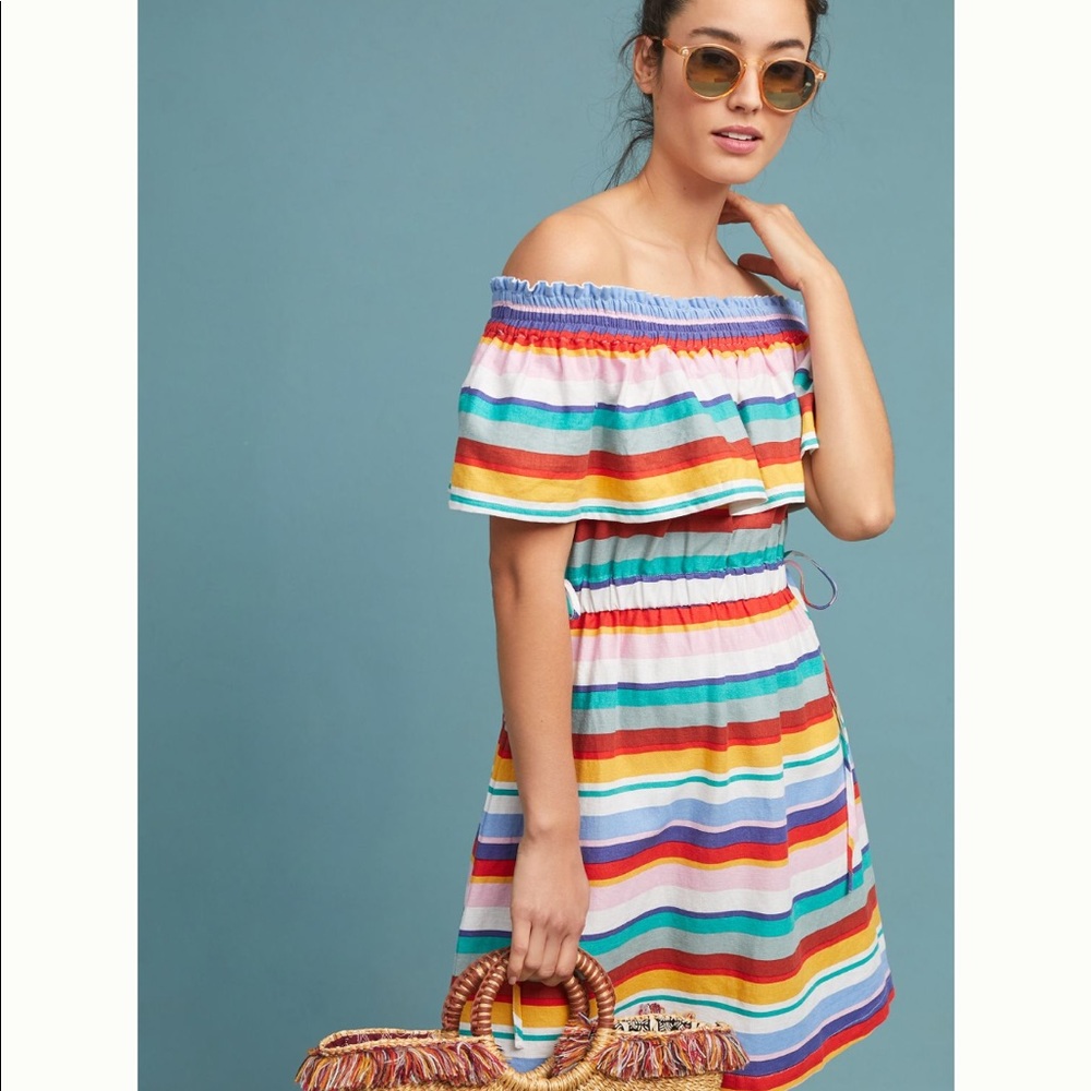 Anthropologie off the shoulders striped dress